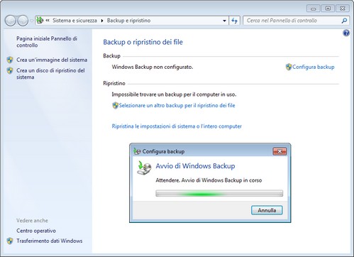 Come effettuare backup su Windows 7  