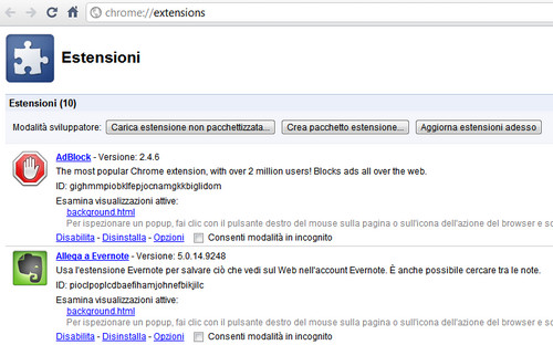 Come aggiornare le estensioni di Chrome  