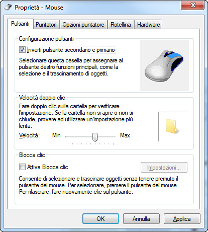 Come configurare il mouse per i mancini  