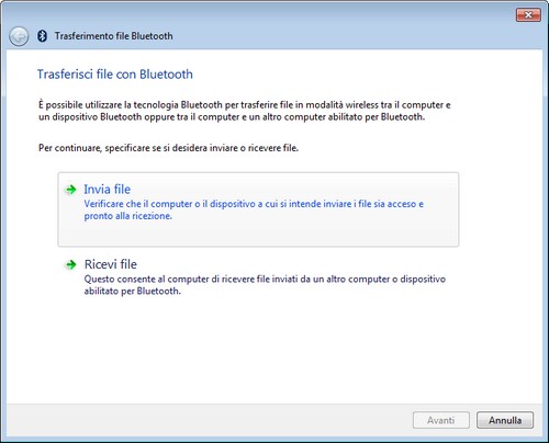 Come trasferire file tramite Bluetooth su Windows 7  