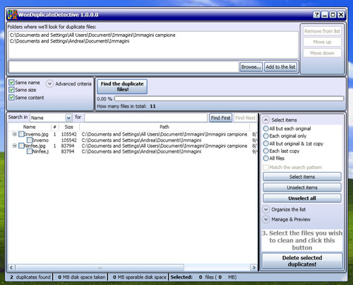 Come cancellare i file doppioni  