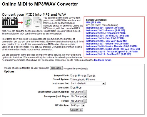 Come trasformare MIDI in MP3 online  