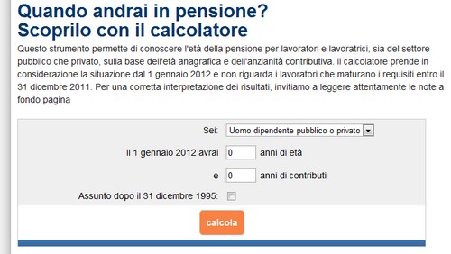 Come calcolare pensione online  