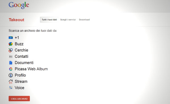 Come scaricare dati Google  