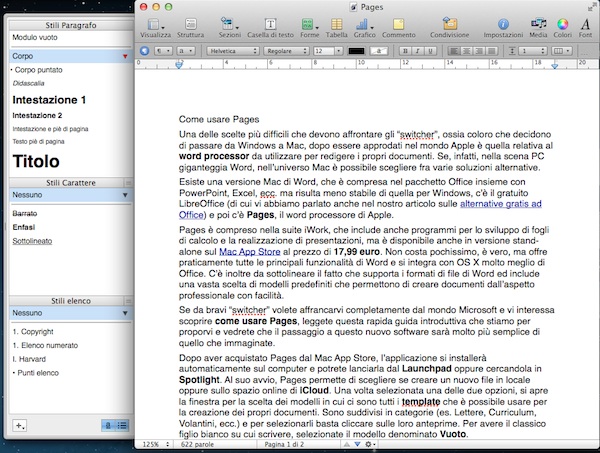 Come usare Pages  
