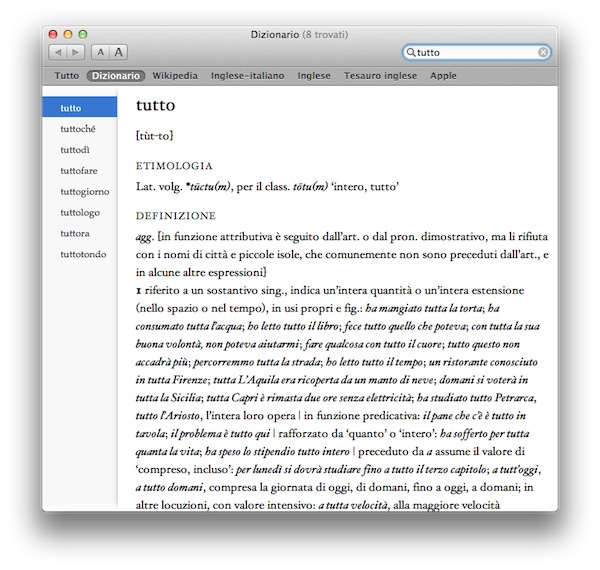 Come aggiungere il dizionario italiano in OS X 