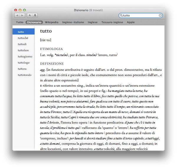 Come aggiungere il dizionario italiano in OS X  