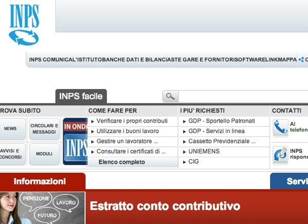 Come chiedere l'estratto contributivo sul sito INPS  